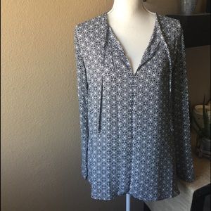 14th & Union Black & White Long Sleeve Blouse L